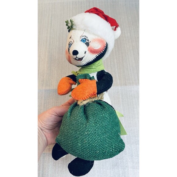VTG 1984 Annalee Mobilitee Panda Bear Santa Doll w/ Sack of Gifts W Tag Attached - Picture 5 of 10
